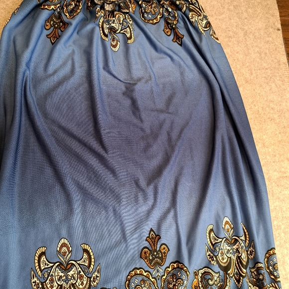 Blue Medium Strapless Maxi Dress Stretchy Paisley Bohemian - Picture 8 of 10